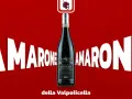 Flasche Amarone della Valpolicella, ein italienischer Rotwein, umgeben von riesigen weißen Buchstaben "AMARONE".