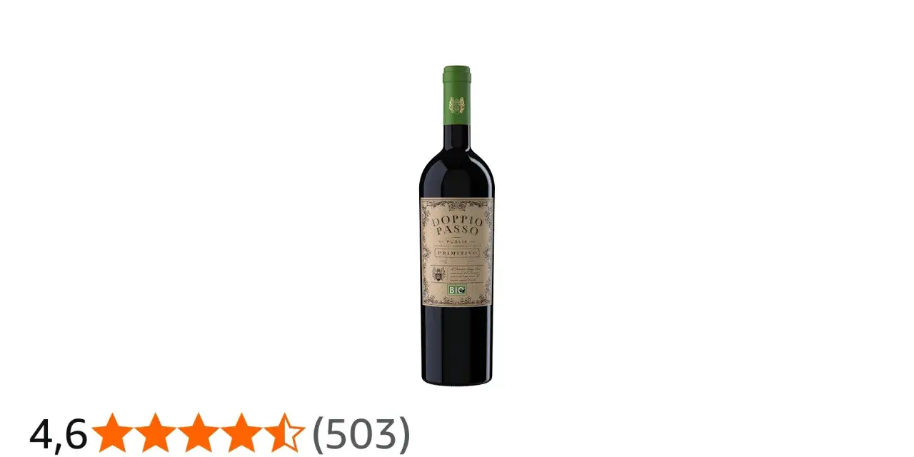 Flasche Doppio Passo Primitivo mit Bewertung 4,6/5. Ideale primitivo trinktemperatur für vollen Genuss.