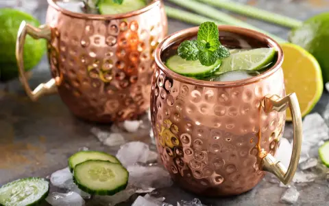 Erfrischender London Mule mit Gurke und Minze im Kupferbecher. Ein tolles Rezept für heiße Tage.